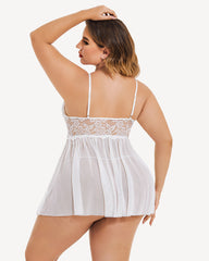 Plus Size Sexy Mesh Babydoll with Side Slit