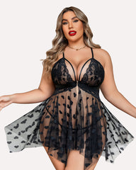 Plus Size Lace Nightdress with Front Slit