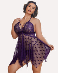 Plus Size Lace Nightdress with Front Slit