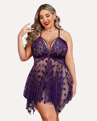 Plus Size Lace Nightdress with Front Slit