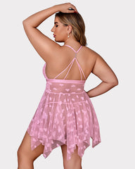 Plus Size Lace Nightdress with Front Slit