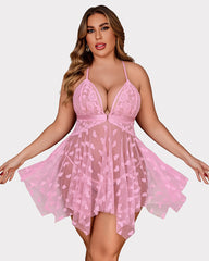 Plus Size Lace Nightdress with Front Slit