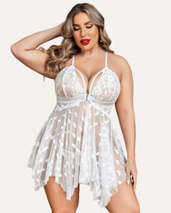 Plus Size Lace Nightdress with Front Slit