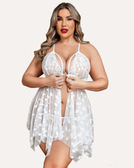 Plus Size Lace Nightdress with Front Slit