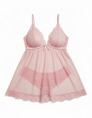 Sexy Plus Size Sheer Lace Cami Dress & Heart Panty Set