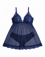 Sexy Plus Size Sheer Lace Cami Dress & Heart Panty Set