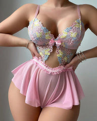 Sexy Embroidered Bodysuit Lingerie