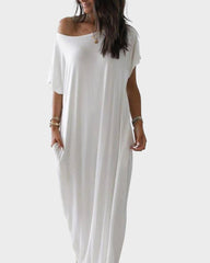 Women’s Solid Color Batwing Sleeve Casual Nightdress