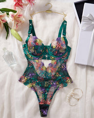 Sexy Sheer Lingerie for Women with Floral Embroidery & Cut-Outs