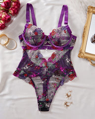 Sexy Sheer Lingerie for Women with Floral Embroidery & Cut-Outs