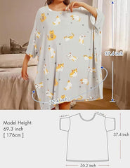 Plus Size Ultra-Soft Oversized Shirt Sleepwear with Pockets