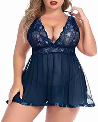 Women’s Plus Size Lace Babydoll – Mesh Chemise Sleepwear