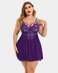 Plus Size Sexy Mesh Babydoll with Side Slit