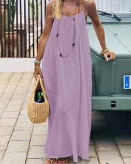 Women's Solid Color Backless Cami NightDress