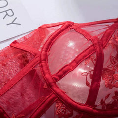 3-Piece Backless Lace Lingerie Set with Adjustable Straps