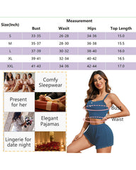 Sexy Lace Trim Ribbed Cami Shorts Pajama Set for Women