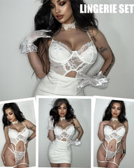 Sexy Underwire Lace Lingerie Set – Push Up Corset Top & Garter