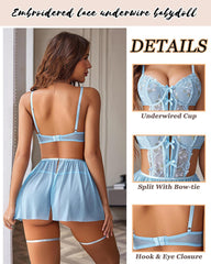Sexy Lace Babydoll Lingerie for Women – Underwire Mesh Nightdress