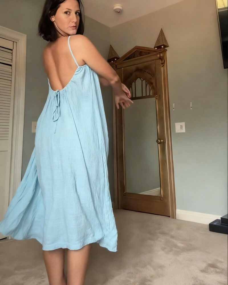 Women's Solid Color Backless Cami NightDress