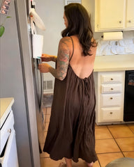 Women's Solid Color Backless Cami NightDress