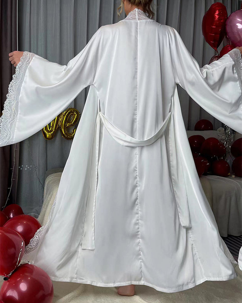 Kimono Side Split Satin Pure Silky Robes