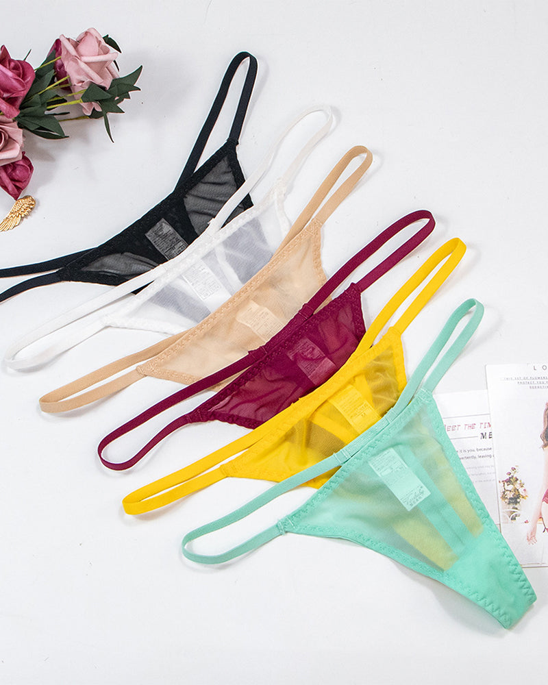 Sexy Low Rise T-back Mesh Panties