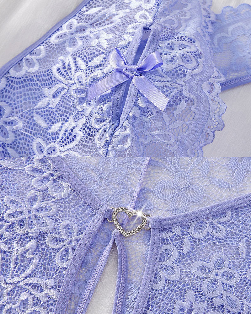 Bridal Whisper Halter Neck Lace crothless Teddy