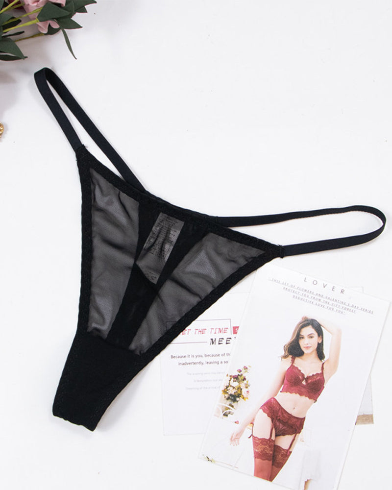 Sexy Low Rise T-back Mesh Panties