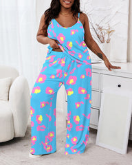 Plus Size Sleeveless Cami Top & Pants Set