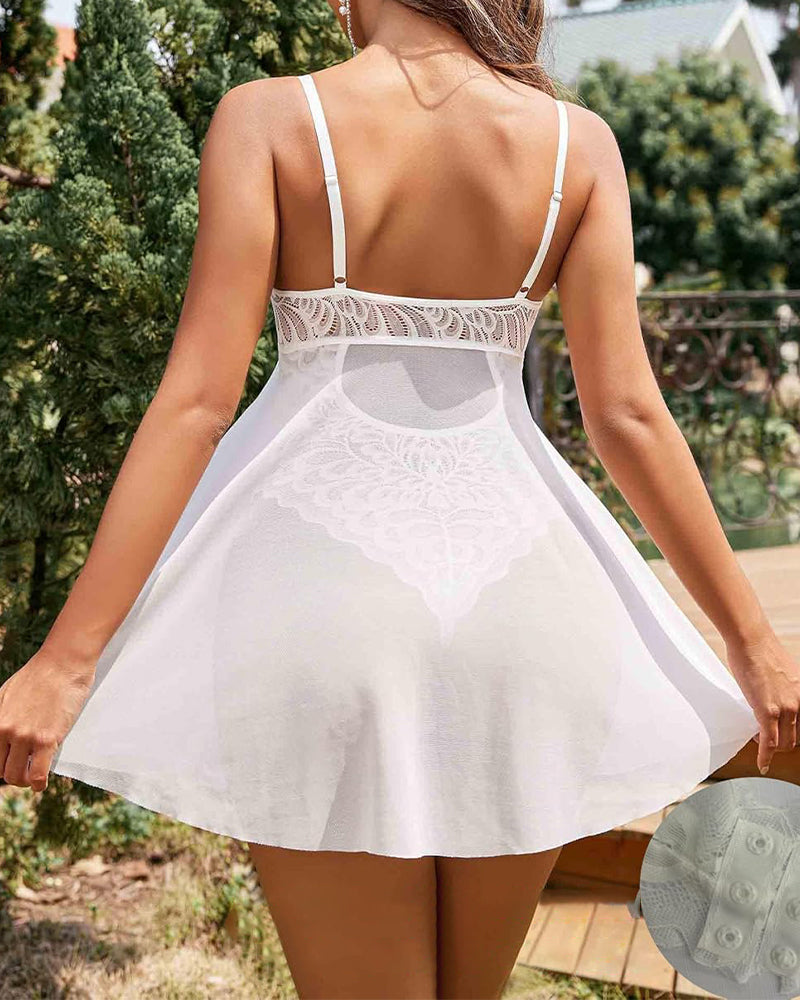 Womens Lace Bodysuit Teddy Chemise Sexy Nighty Mesh Sleepwear