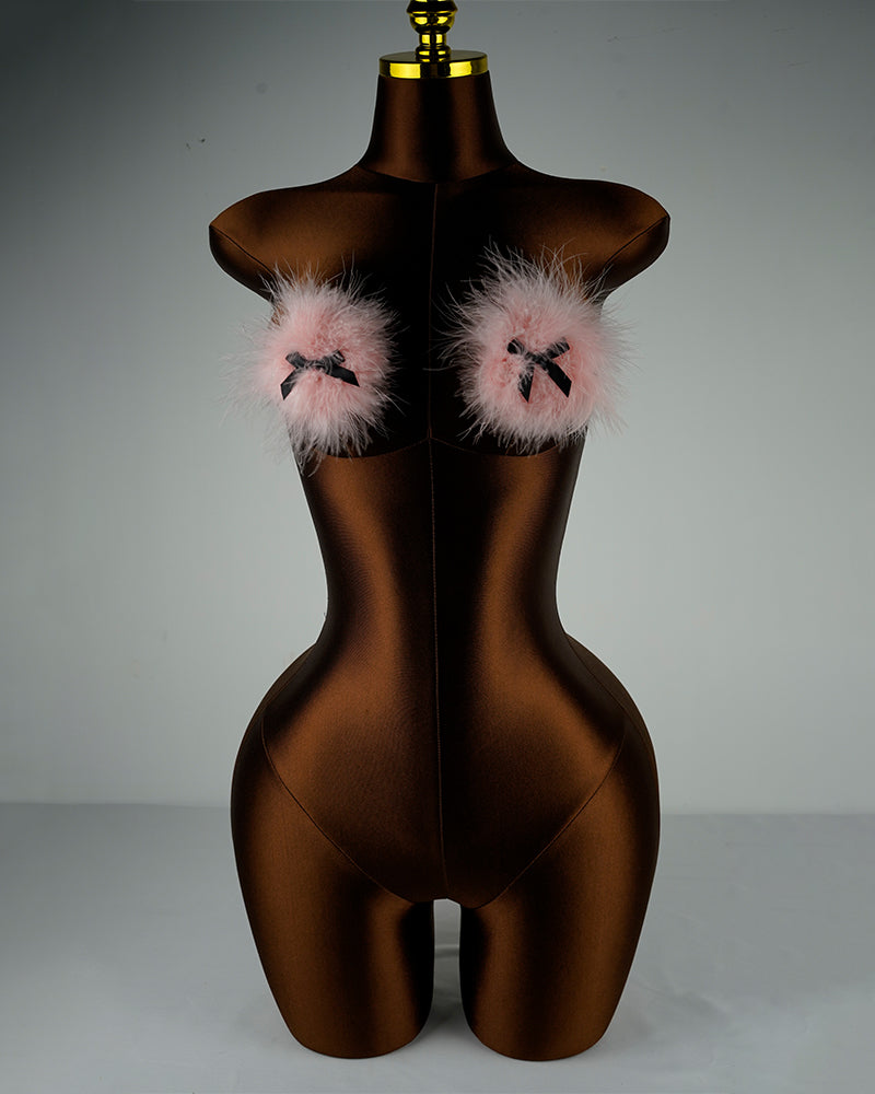 Pink Bow Feather Nipple Covers