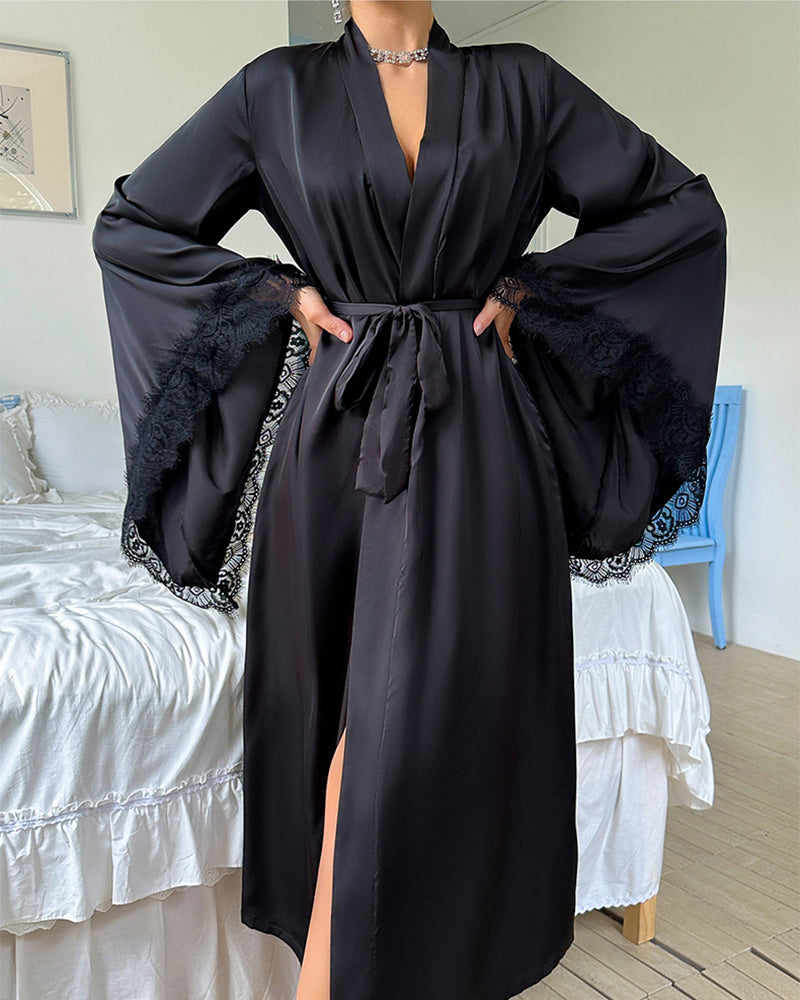 KissLove® Sexy Kimono Side Split Satin Pure Silky Robes