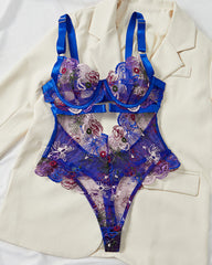 Women's Floral Embroidery Cut Out Sheer Sexy Lingerie