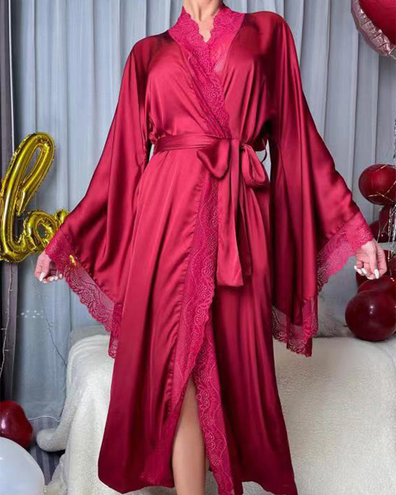 Kimono Side Split Satin Pure Silky Robes