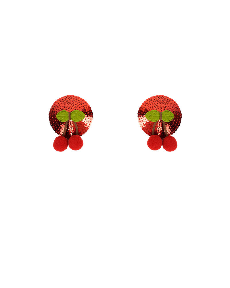 Red glitter round bottom with red cherries Pasties