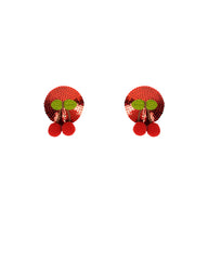 Red glitter round bottom with red cherries Pasties