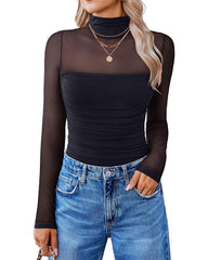 Long Sleeve Bodysuit with Turtle Neck Shapewear