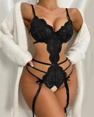 Womens Sexy Lingerie Body Suits Floral Lace Bow Mesh Lingerie