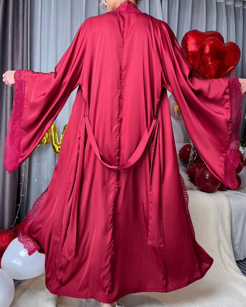 Kimono Side Split Satin Pure Silky Robes