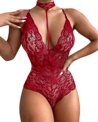 Sexy Lingerie Bodysuit Set For Womens Fashion Deep V Neck Mesh Bodysuit