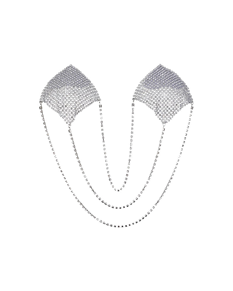 Pure desire style square diamond aluminum chain invisible nipple cover anti-convex chest decoration pendant chain