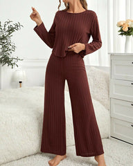 Women’s Ribbed 2-Piece Loungewear Set – Long Sleeve Top & Pants