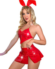 Sexy Bunny Cosplay Costume PU Leather Lingerie Set