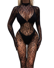 Enchanting Delight Black long sleeveone-piece Bodystocking