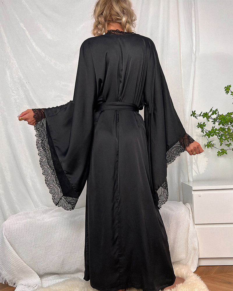 Kimono Side Split Satin Pure Silky Robes