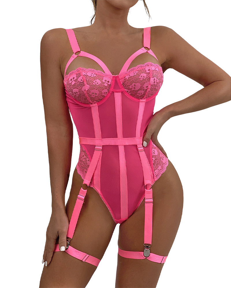 Teddy Lingerie for Women with Garter Belt One Piece Lingerie