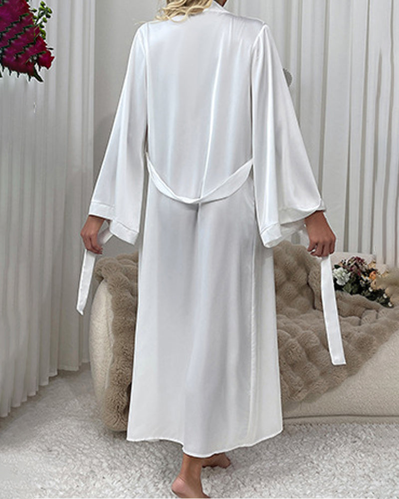 Long silks long sleeves tie sexy robe