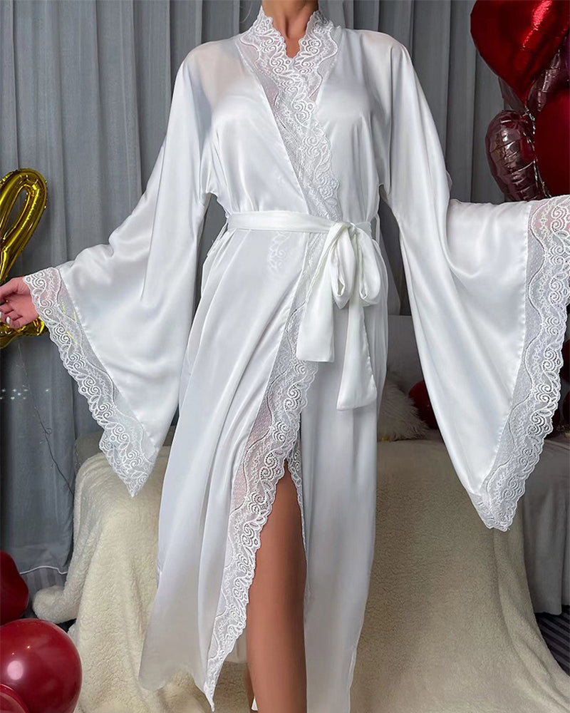 Kimono Side Split Satin Pure Silky Robes