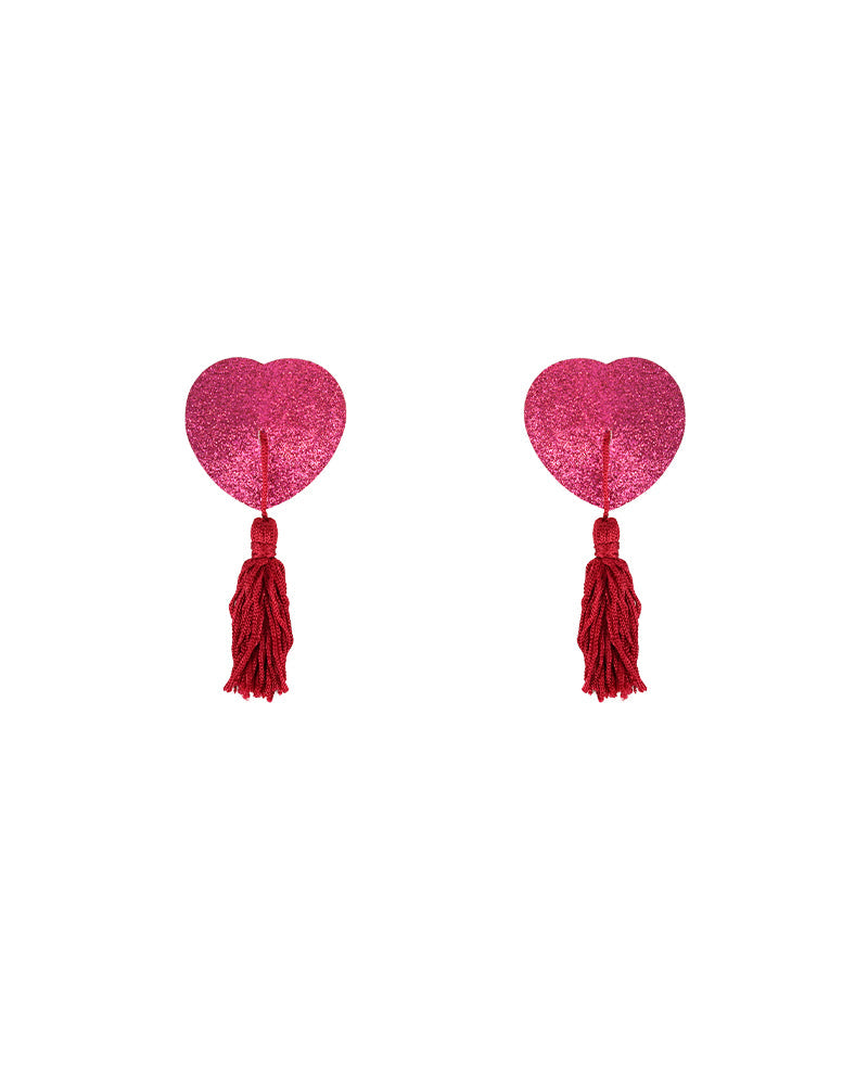 Pink Glitter Hearts  with Tassel Pasties
