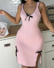 Women’s Bow Tie Nightdress – Split Hem Sexy & Comfortable